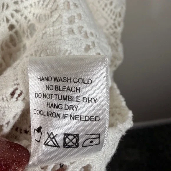 Lovers + Friends Crochet Maxi Dress Cream Sleeveless Scoop Neck Beach Cover Up L